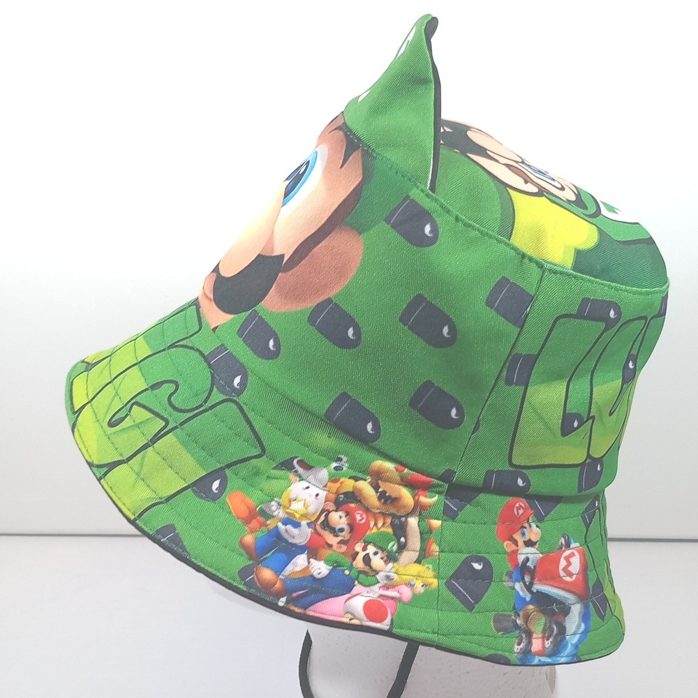 Nintendo Super Mario Luigi Bucket Hat OS Green Mario Kart Bullet Bill Cosplay - Picture 2 of 5